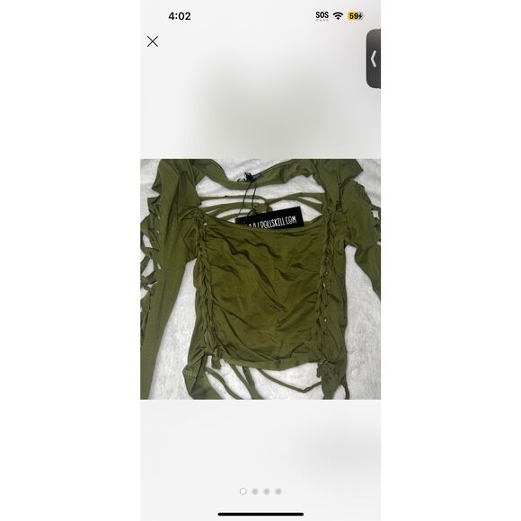 Med green braided weaved crop top long sleeve current mood dolls kill - Picture 1 of 4